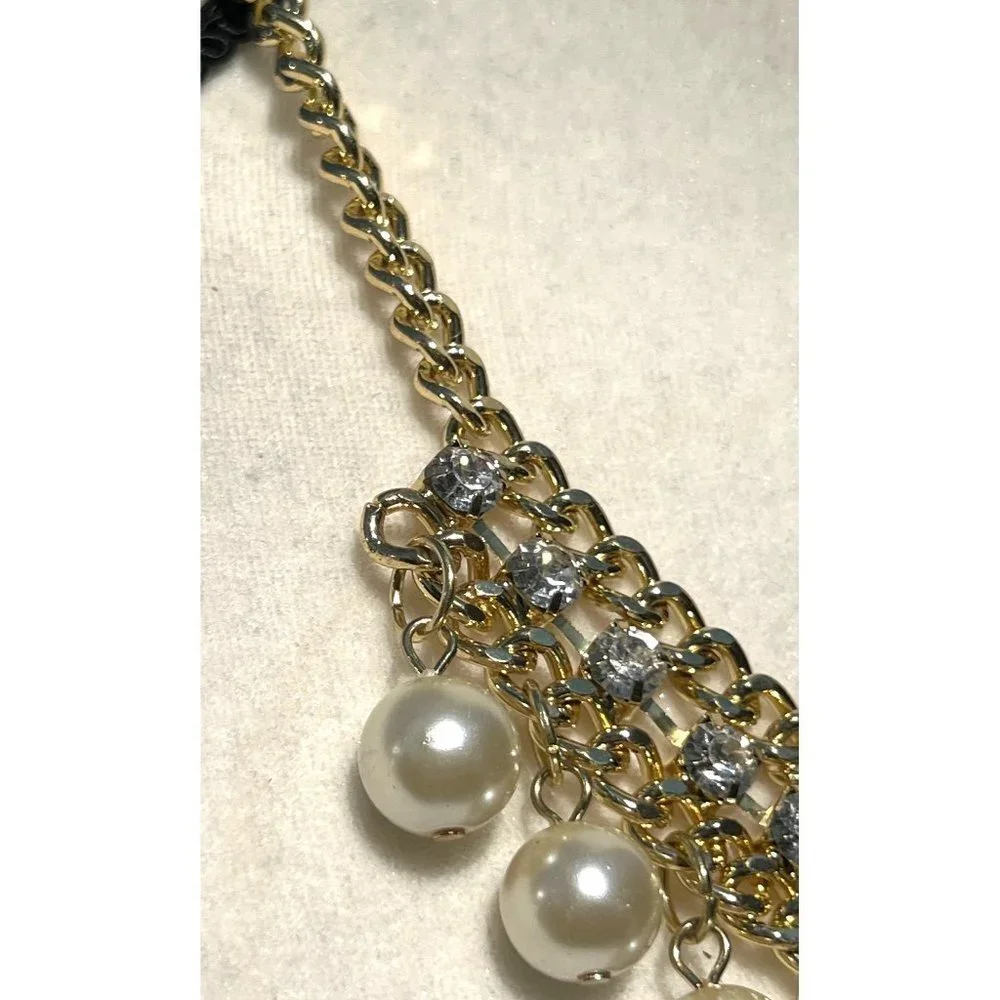 Gold-tone Crystal Statement Necklace -- 18